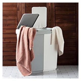 Motek Duo Laundry Çamaşır Sepeti - Gri / Beyaz - 80 lt