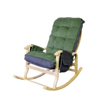 Reyo Home MD-22967 Sultan Lüx Ahşap Çift Minderli Çift Cepli Yeşil Füme Sallanan Sandalye