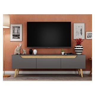 Ankara Mobilya Mana Ahşap Ayaklı 160 Cm Antrasit Tv Ünitesi