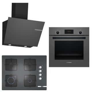 Bosch HBF512BH1T - POP7C9O12O - DWK66PJ70T Gri 3'lü Ankastre Set