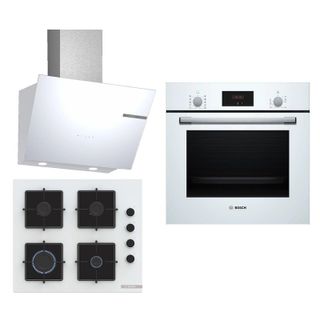 Bosch HBF512BW1T - POP6C2P30O - DWK66PJ20T Beyaz 3'lü Ankastre Set