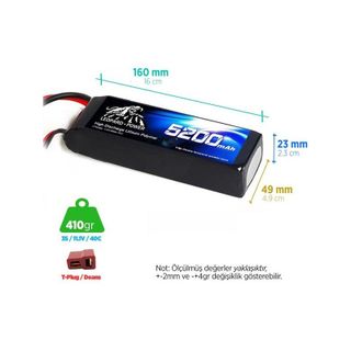 Leopard Power 5200 mAh 11.1V 3S 40C Lityum Polimer Lipo Batarya
