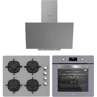 Silverline 3481 Flam - CS5335S02 - BO6502S02 Gri 3'lü Cam Ankastre Set
