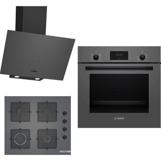 Bosch HBF512BH1T - POP6C9P30O - DWK64PJ70T Gri 3'lü Ankastre Set