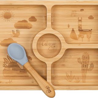 Citron 1073568 Bölmeli Organik Bambu Kare Yemek Takımı