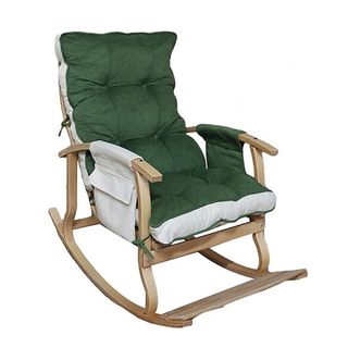 Mobil Deco 00036000335011 Yeşil Füme Padişah Lüx Ahşap Çift Minderli Çift Cepli Sallanan Sandalye