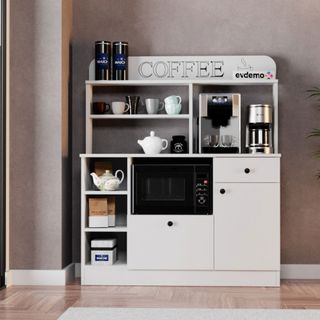 Evdemo Barista Kahve Köşesi Çok Amaçlı Dolap Beyaz