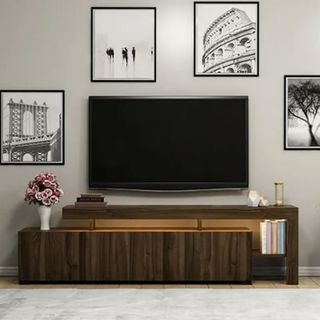 BMdekor Buğra Ceviz LED Işıklı 192 cm Tv Sehpası