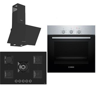 Bosch & Ferre Large Apiralla D086 - HBF011BR0T - SS035 Siyah 3'lü Ankastre Set