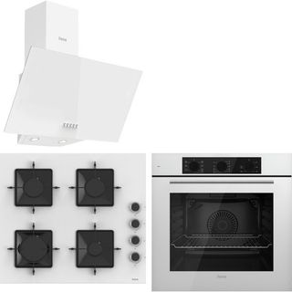 Ferre QBL62CB - SS206 - D087 Beyaz Cam 3'lü Ankastre Set