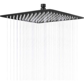 Fause Tepe Duş Başlığı Kare Slim 304 Metal 25x25 Cm Siyah Ktd102-b