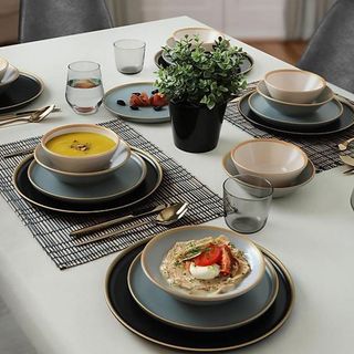 Keramika Safir Gri Yemek Takımı 24 Parça 6 Kişilik
