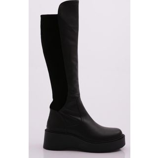 DGN 22535-22K Kadın Kalın Taban Fermuarlı Knee High Çizme