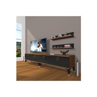 Decoraktiv Eko 200T Mdf Gold Ceviz Siyah Tv Ünitesi