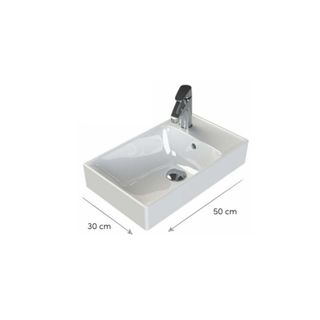Turkuaz 50x30 cm Sharp Etajerli Lavabo
