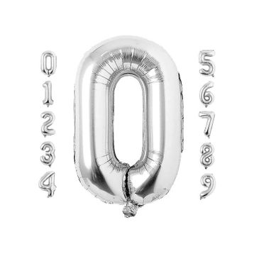 0 Rakam Gümüş 76 cm Folyo Balon