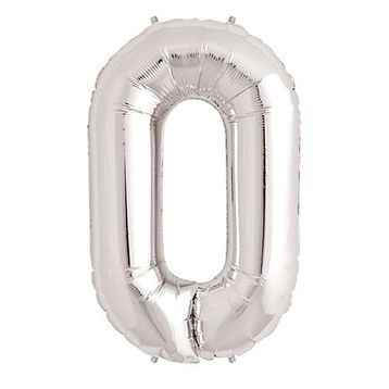 0 Rakamı Gümüş 40 inchh Folyo Balon