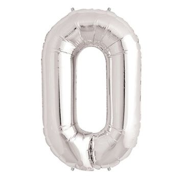 0 Rakamı Gümüş 40 inchh Folyo Balon