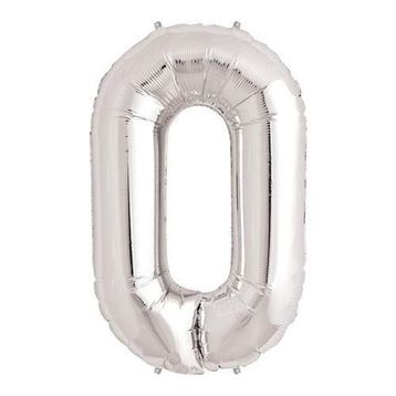 0 Rakamı Gümüş Folyo Balon