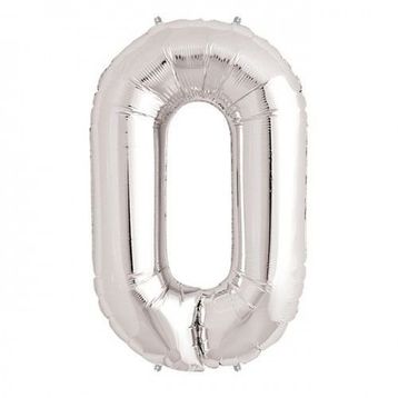 0 Rakamı Gümüş Folyo Balon