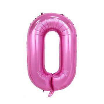 0 Rakamı Pembe 100 cm Folyo Balon