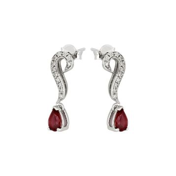 0,09 Ct Pırlantalı Yakut Küpe