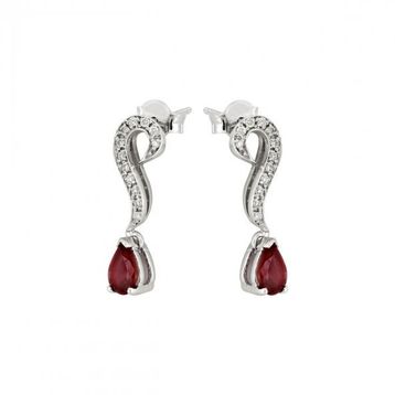 0,09 Ct Pırlantalı Yakut Küpe