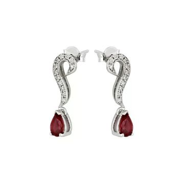 0,09 Ct Pırlantalı Yakut Küpe
