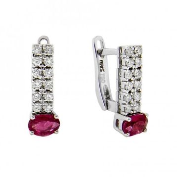 0,99 ct Pırlantalı Yakut Küpe