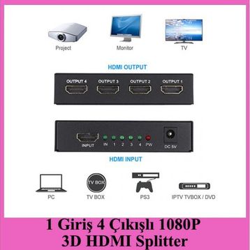 1 Giriş 4 Çıkışlı 1080P 3D HDMI Splitter