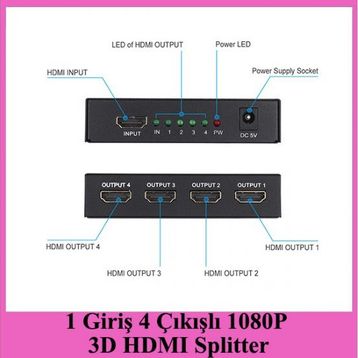 1 Giriş 4 Çıkışlı 1080P 3D HDMI Splitter