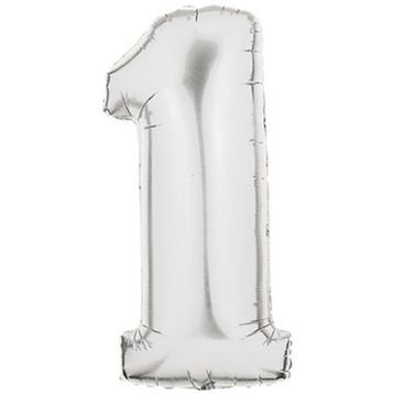 1 Rakam Gümüş 40 cm Folyo Balon