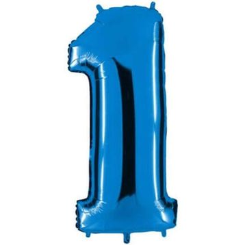1 Rakamı Mavi 100 cm Folyo Balon