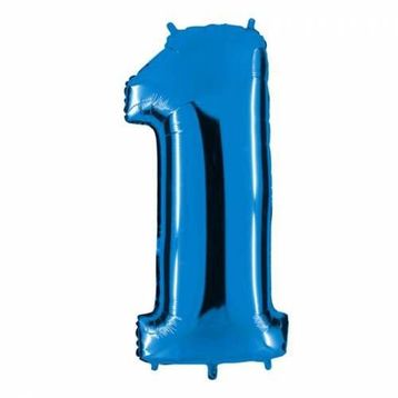 1 Rakamı Mavi 100 cm Folyo Balon
