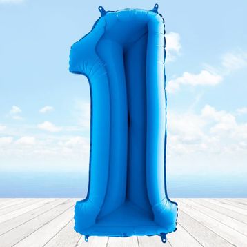 1 Rakamı Mavi 100 cm Folyo Balon