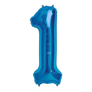 1 Rakamı Mavi 100 cm Folyo Balon