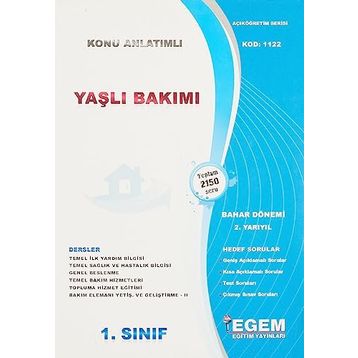 1. Sınıf 2 Yarıyıl Bahar Dönemi Yaşlı Bakımı Konu Anlatımlı Soru Bankası
