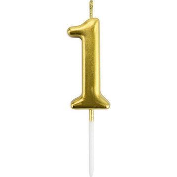 1 Yaş 12 cm Gold Rakam Mum Altın Renk Doğum Günü Pasta Mumu