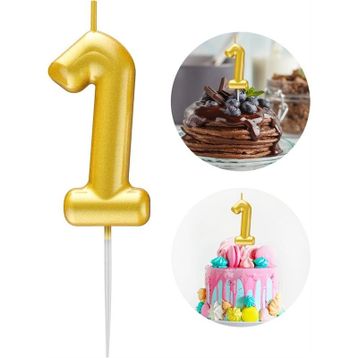 1 Yaş 12 cm Gold Rakam Mum Altın Renk Doğum Günü Pasta Mumu