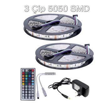 10 m İç Mekan Set 5050 Smd 44 Tuş Kumandalı Set Rgb Şerit Led