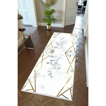 10 Post Online Altın Krem Gold Kaymaz Kesme İnce Dijital Baskı Beyaz 100x150 cm Yolluk