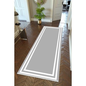 10 Post Online Beyaz Kaymaz Kesme İnce Dijital Baskı Gri 70x250 cm Yolluk