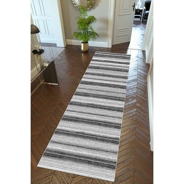 10 Post Online Gri Siyah Dijital Baskı Kaymaz Oval Kesme 120x160 cm Yolluk