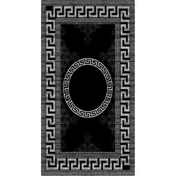 10 Post Online Gri Siyah Dijital Baskı Kaymaz Oval Kesme 140x200 cm Yolluk