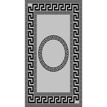 10 Post Online Gri Siyah Dijital Baskı Kaymaz Oval Kesme 70x250 cm Yolluk