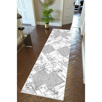 10 Post Online Kaymaz Kesme İnce Dijital Baskı Beyaz Gri 100x150 cm Yolluk