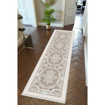 10 Post Online Kaymaz Kesme İnce Dijital Baskı Kahverengi Gri 80x175 cm Yolluk