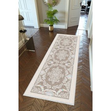 10 Post Online Kaymaz Kesme İnce Dijital Baskı Kahverengi Gri 80x175 cm Yolluk