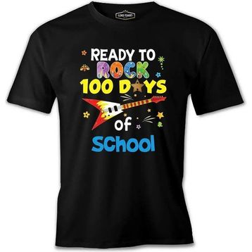 100 Days Of School Ready To Rock Siyah Erkek Tshirt