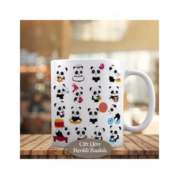 1042-174 Oyun Oynayan Sevimli Panda Kupa Bardak